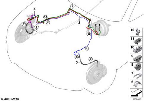 Brake Pipe, Front for 2019 BMW X6 35i #0