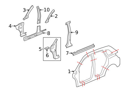 Center Pillar for 2008 Saturn Vue #0