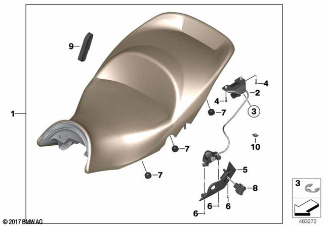 52539829799 - Seats and Seat Bench: Seat Bench One-Piece High - Saddle Brown for BMW-Motorrad Image