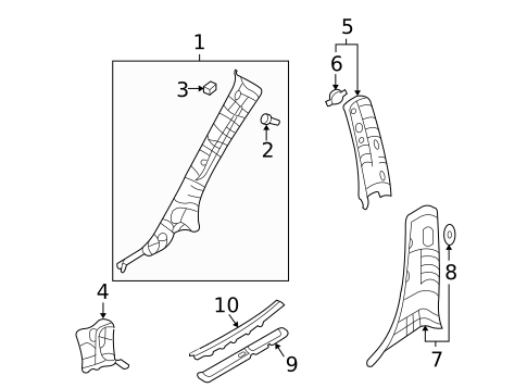 Interior Trim - Pillars for 2008 Kia Sedona #0