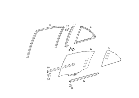 Rear Door Windows for 1999 Mercedes-Benz E430 #0