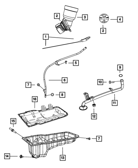 Engine Oiling, Oil Pan and Indicator (Dipstick) for 2010 Dodge Dakota #1