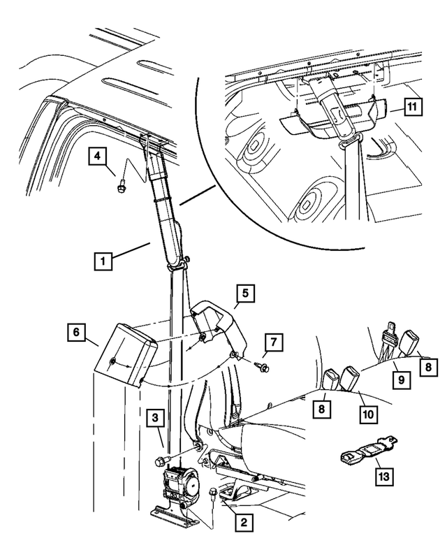 5JJ801J8AD - Restraints: Front Outer Seat Belt, Right for Mopar Image
