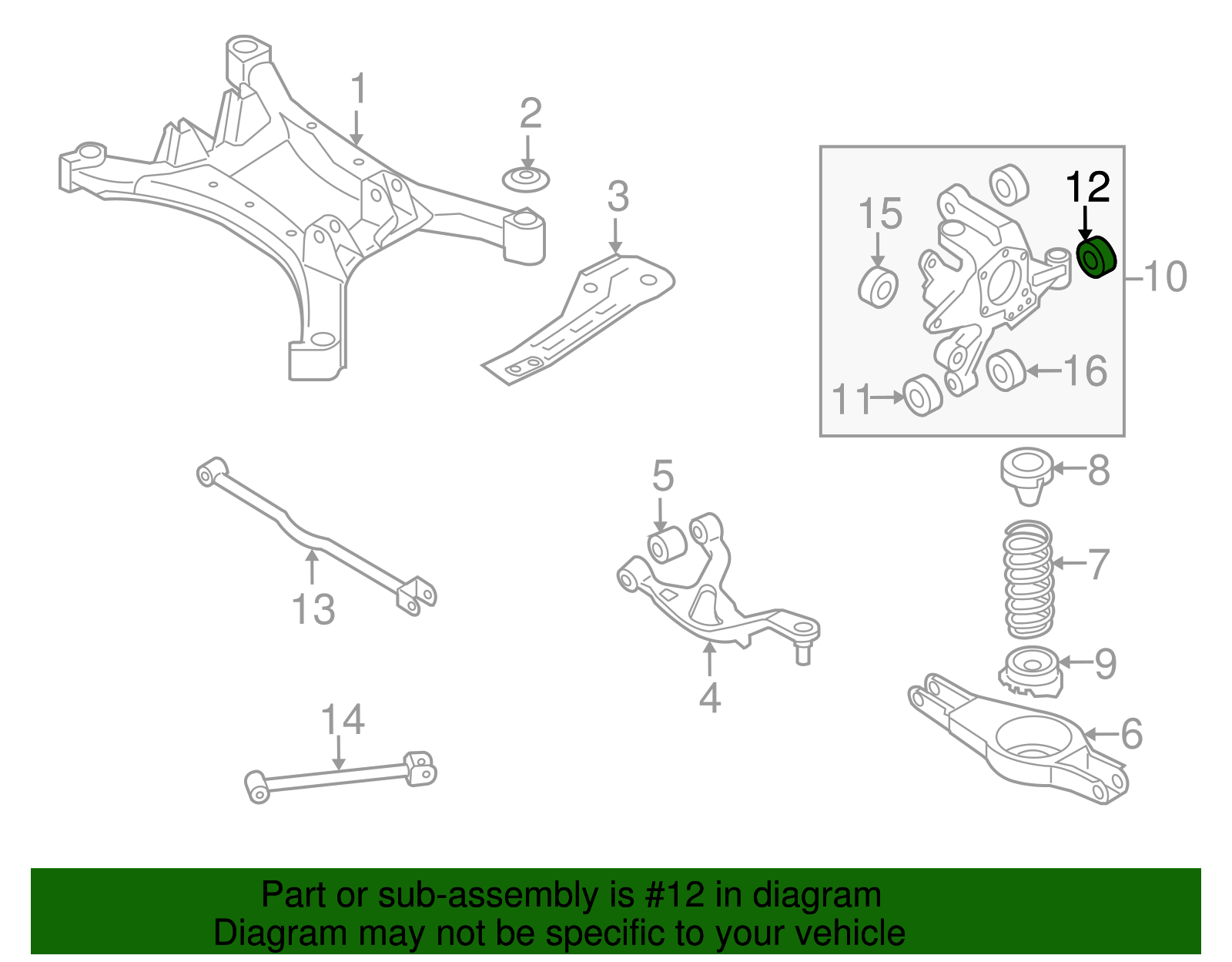 2010-2012 Nissan Altima Knuckle Rear Bushing 55157-ZX00B