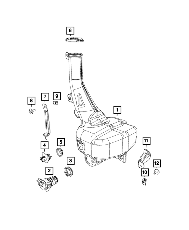 68195708AA - Electrical: Washer Reservoir Bracket, Upper for Mopar Image image