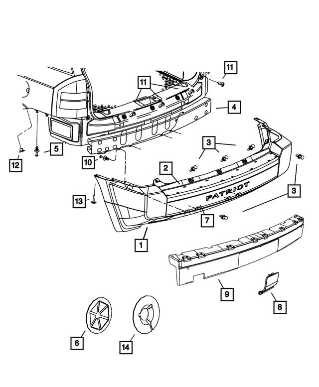 68021294AC - Frame, Bumper, and Fascia: Rear Fascia for Mopar Image image