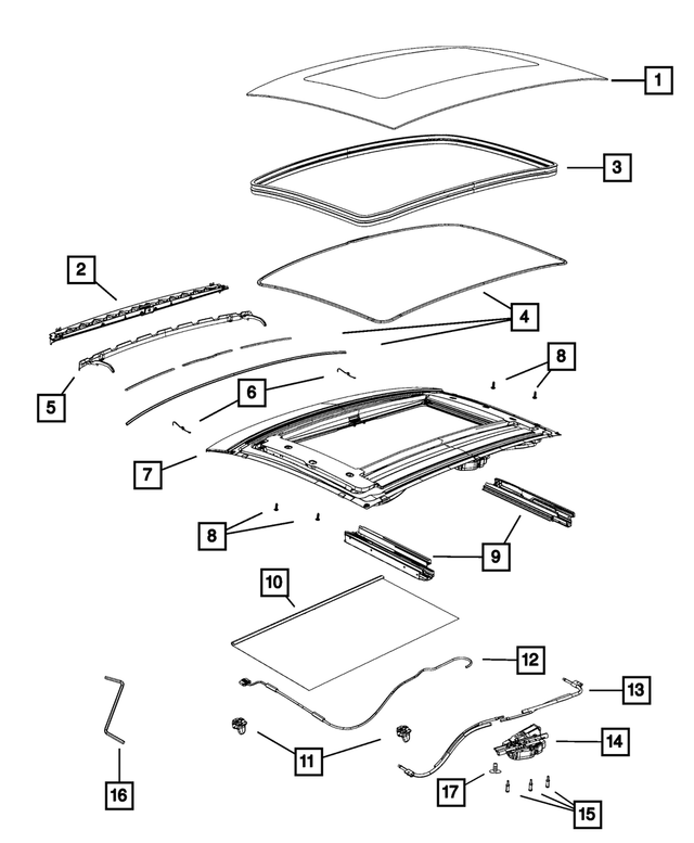 1RY52JD7AB - Body Sheet Metal Except Doors: Sunroof Seal for Mopar Image