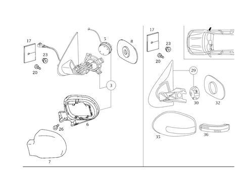 Outside Rear View Mirror, on the Right for 2003 Mercedes-Benz ML55 AMG #1