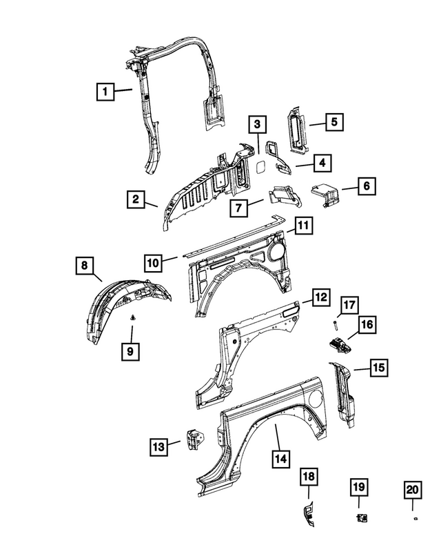 68537268AD - Body Sheet Metal Except Doors: Sport Bar, Right for Mopar Image