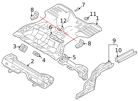 Rear Floor & Rails for 2005 Mitsubishi Outlander #0