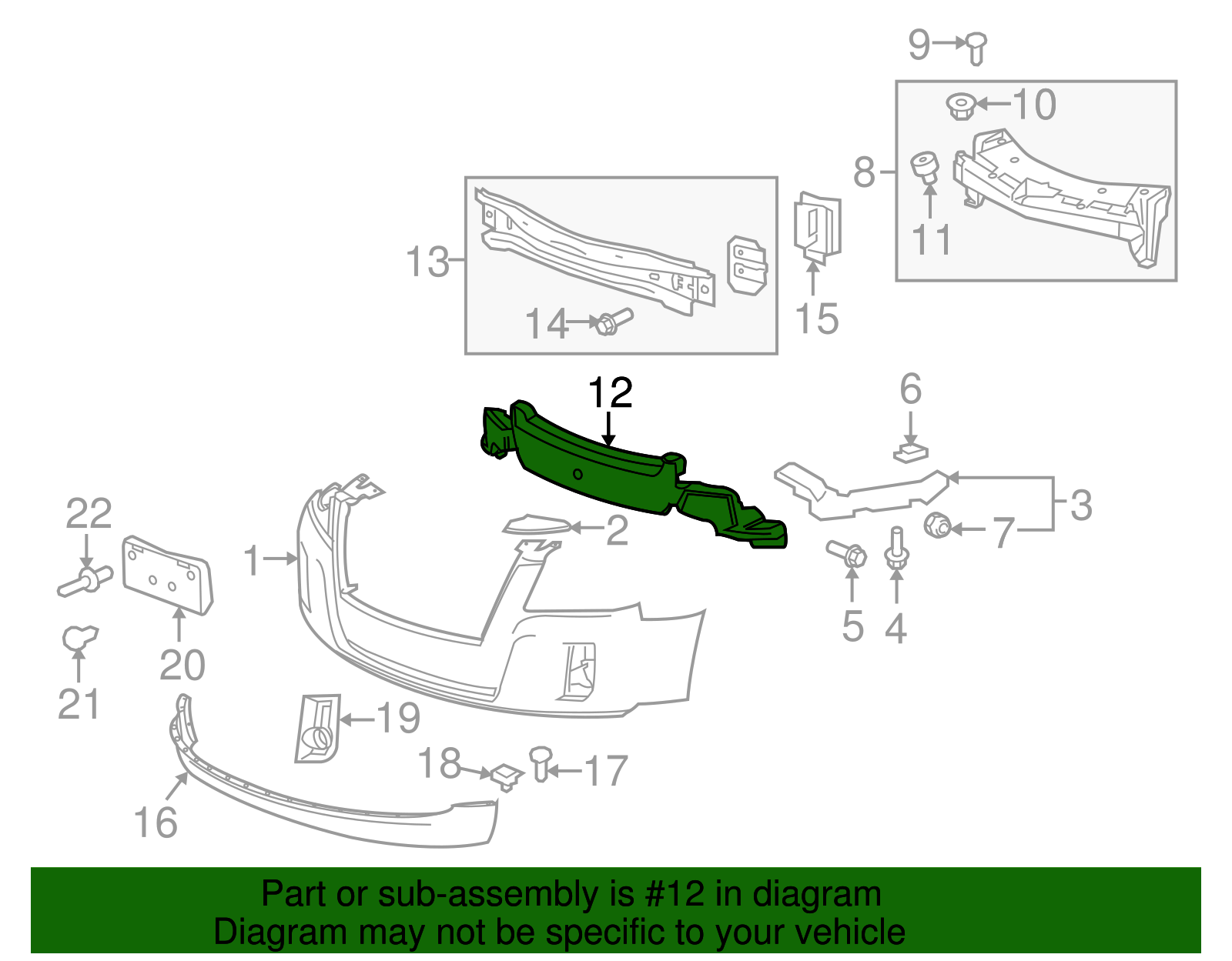 2010-2015 GMC Terrain Front Bumper Energy Absorber 22989642