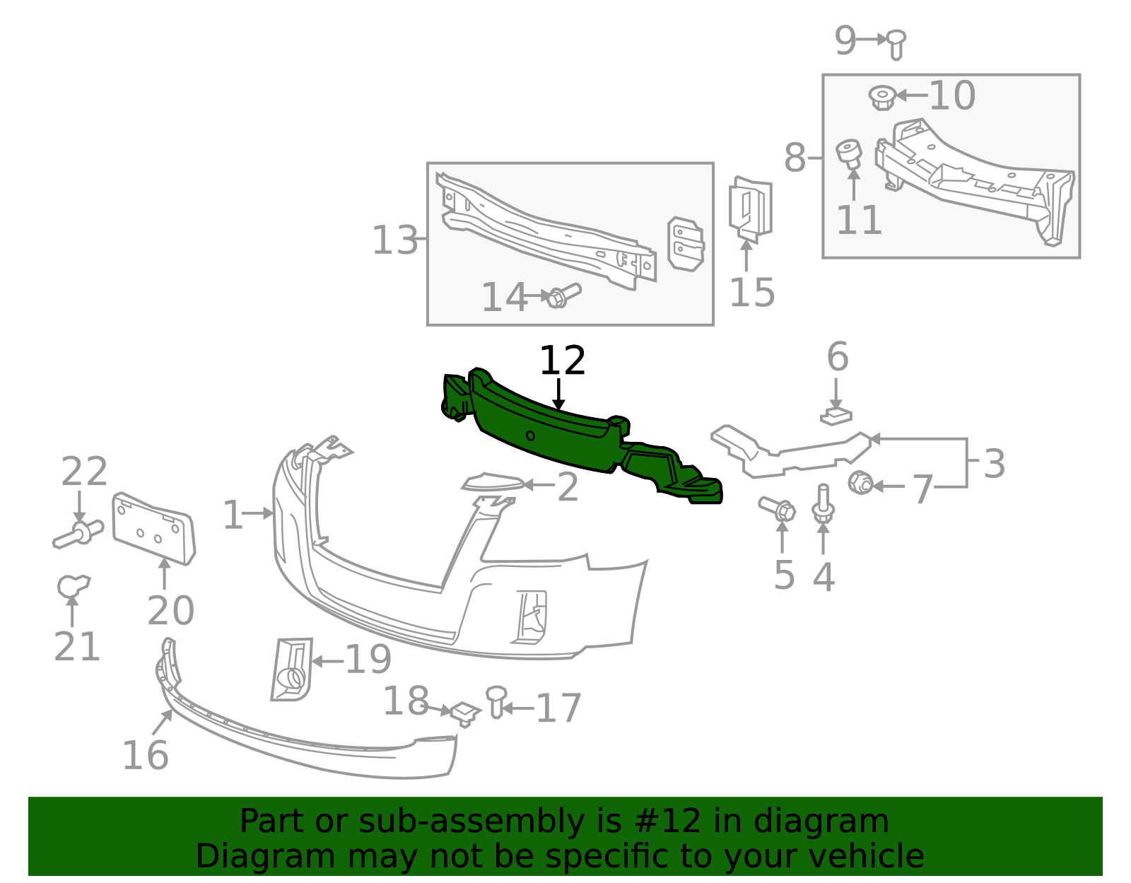 2010-2015 GMC Terrain Front Bumper Energy Absorber 22989642 GM ...