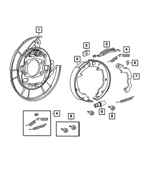 Parking Brake Lever, Cables, and Rear Disc Park Brake Assembly for 2012 Dodge Caliber #0