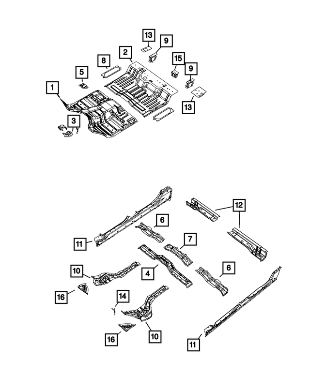 « 68276375AE – Body Sheet Metal Except Doors : Plancher Arrière Cuvette pour Mopar Image »