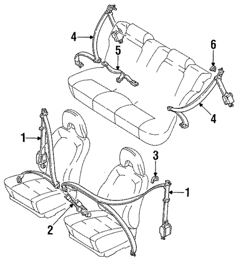 Rear Seat Belts for 1997 Ford Aspire #0