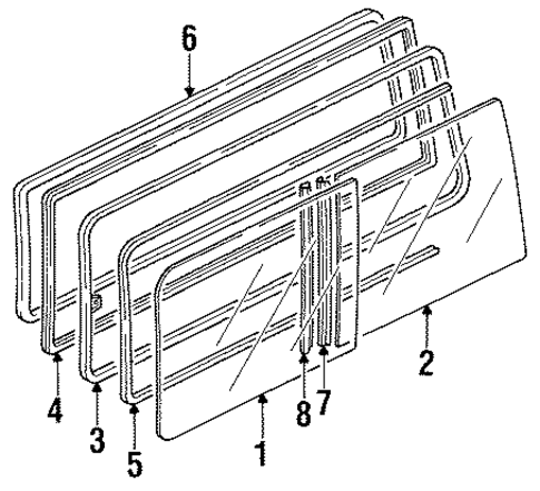 Glass & Hardware for 1988 Isuzu Trooper #0