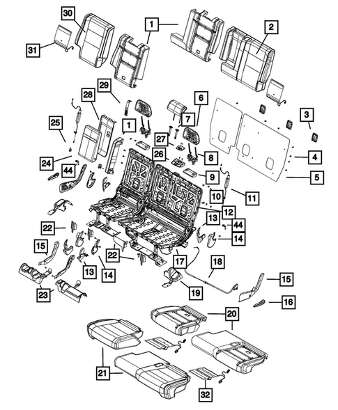 Rear Seats - Second Row for 2014 Jeep Grand Cherokee #2