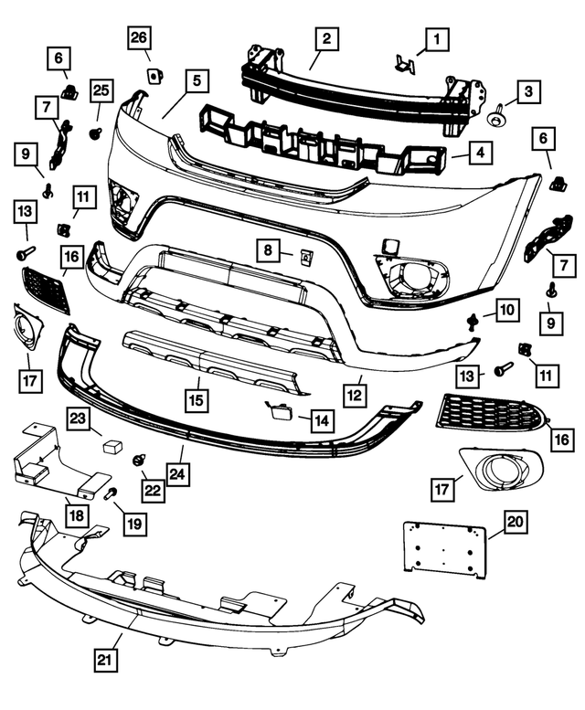 68079840AB - Frame, Bumper and Fascia: Front Energy Absorber for Mopar Image