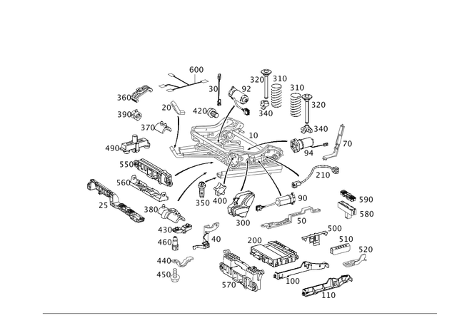2034409107 - Driver Seat: Wiring Harness for Mercedes-Benz: C230, C240, C280, C32 AMG, C320, C350, C55 AMG Image image