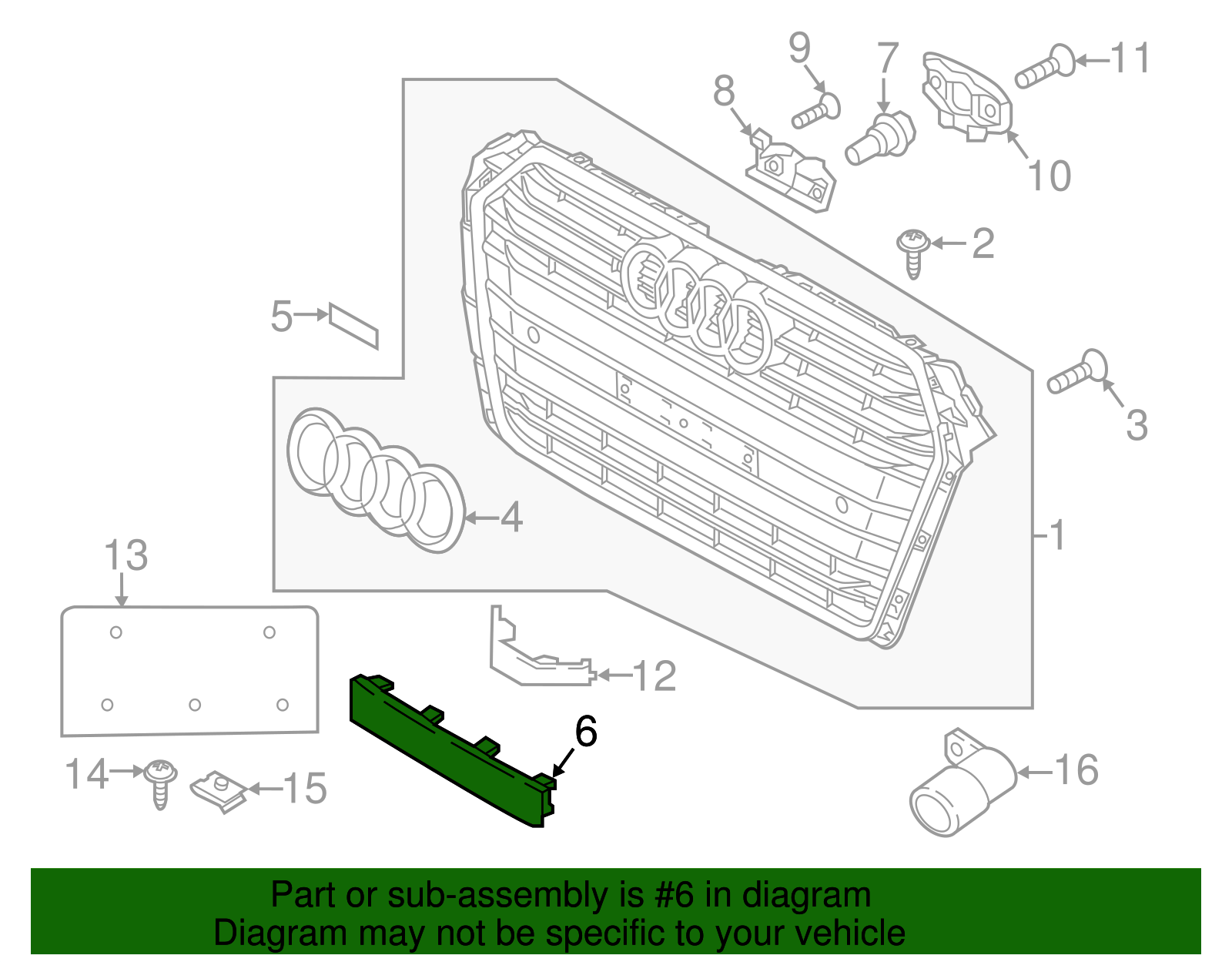 8W0807287ARP5 Front Plate Filler Kit 2018 Audi S4 Audi OEM