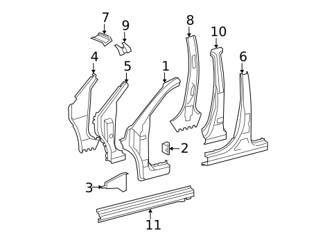 Hinge Pillar for 2009 Toyota Highlander #0