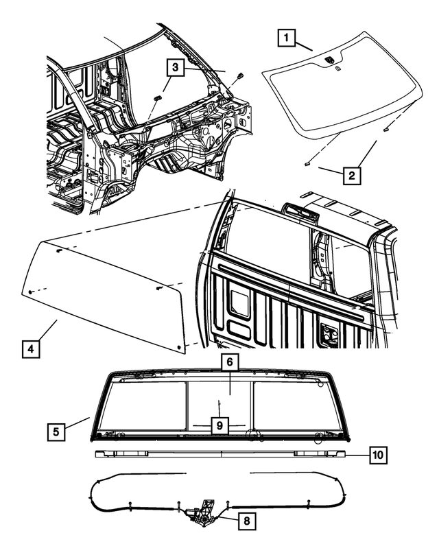 68104203AD - Glass: Shipping Assembly - 30 Lite Glass Windshield for Mopar Image image