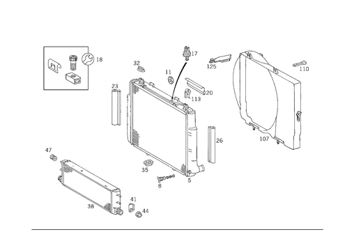 Radiator, Mounting, and Covering for 1992 Mercedes-Benz 500 SEL #1