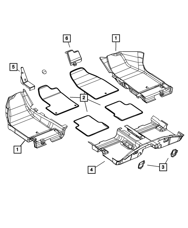 1XP79DX9AH - Interior Trim: Passenger Floor Carpet, Right for Mopar Image