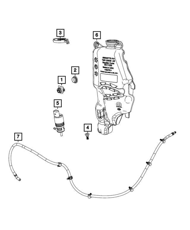 68644940AA - Electrical: Windshield Washer Reservoir for Mopar Image