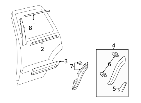 Exterior Trim - Rear Door for 2004 Toyota Sequoia #0