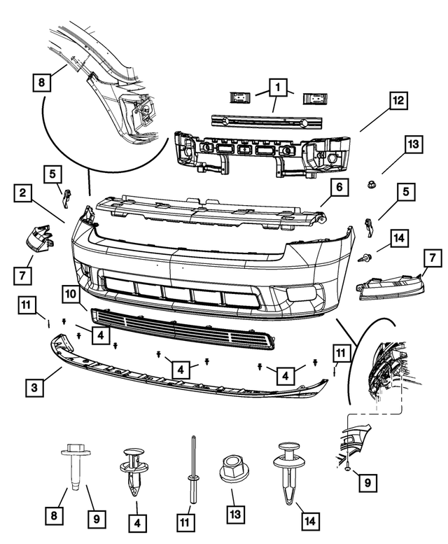 68003844AA - Frame, Bumper and Fascia: Push Pin for Mopar Image