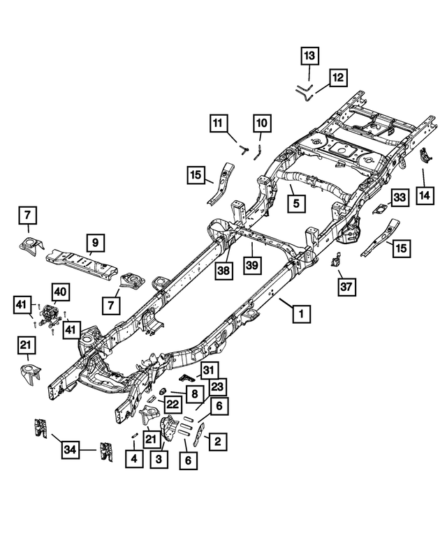 68690837AA - Frame, Bumper and Fascia: Chassis Frame Assembly for Mopar Image
