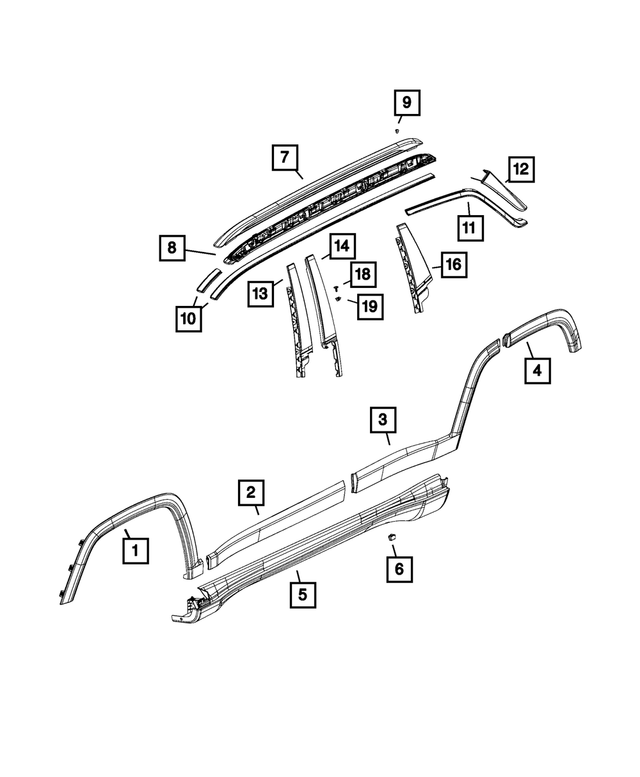 5UP34RXFAC - Exterior Ornamentation: Roof Joint Molding, Right for Jeep: Compass Image