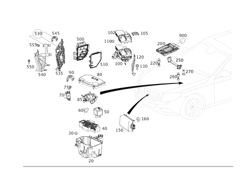 Control Units, Fuse Boxes and Relays in Engine Compartment for 2020 Mercedes-Benz S63 AMG #0