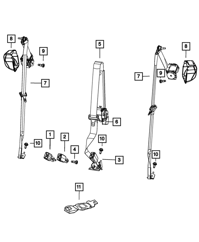 1PK56DX9AC - Restraints: Rear Inner Seat Belt, Center, Passenger for Mopar Image image