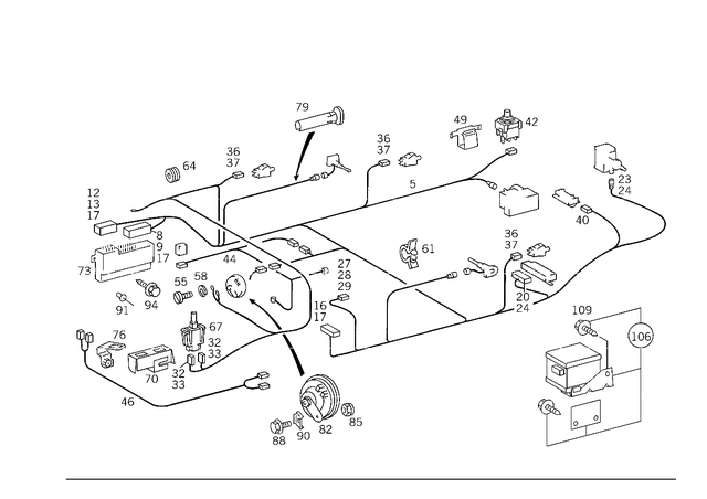 1244402113 - Electrical System: Wiring Harness for Mercedes-Benz: 400E, 500E Image image