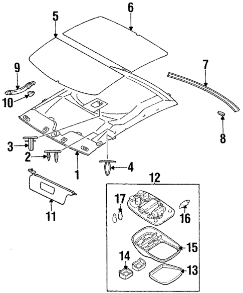 Interior Trim - Roof for 1995 Kia Sephia #0