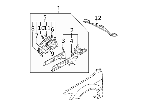 Structural Components & Rails for 2007 Mitsubishi Lancer #0