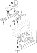 443809102K - Body: Apron Assembly for Audi: 100, 100 Quattro, 200, 200 Quattro, 5000, 5000 Quattro Image