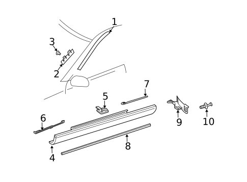 Exterior Trim - Pillars for 2008 Mercedes-Benz CLK 63 AMG&reg; #1