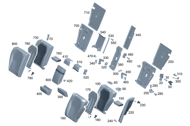9203501 - Rear Seat: Seat Backrest Frame for Mercedes-Benz: EQS 450, EQS 450+, EQS 580, EQS AMG Image image