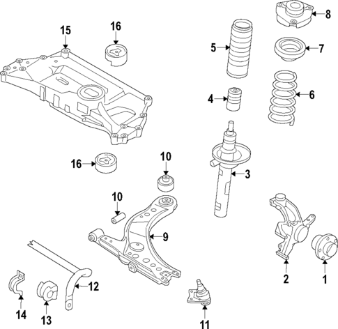 Acura MDX 07-13 Front Shock Absorber Strut Spring w/Active