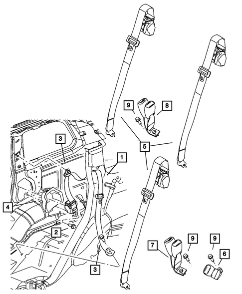 Seat Belts - Front and Rear for 2007 Jeep Commander #0