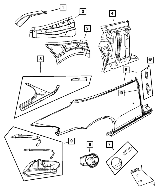 55362047AB - Body Sheet Metal Except Doors: Front Door Striker Plate for Mopar Image