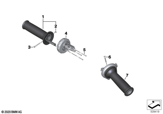 61317713247 - Steering: Left Grooved Handle -  for BMW-Motorrad Image image