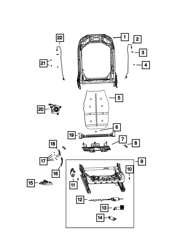68376556AA - Interior Trim: Front Seat Back Frame for Jeep: Grand Cherokee, Grand Cherokee L, Grand Wagoneer, Wagoneer Image