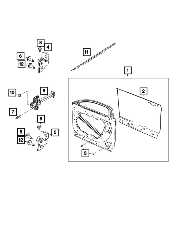 68606942AA - Doors, Door Mirrors and Related Parts: Front Door, Left for Mopar Image