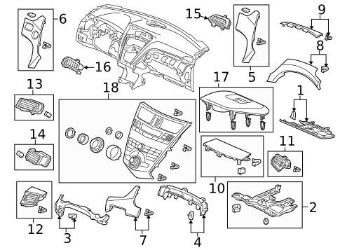 Instrument Panel Components for 2011 Acura ZDX #0