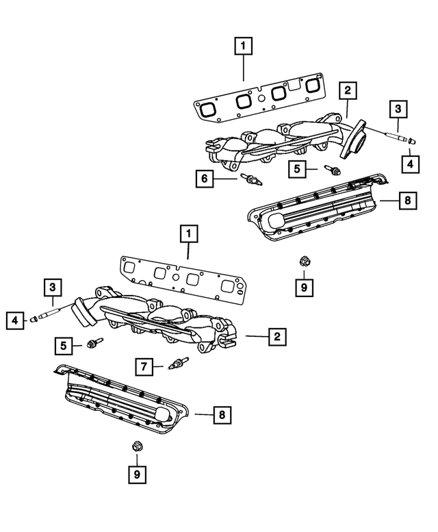 53013856AC - 5.7L Gas; Engine: Exhaust Manifold Shield, Right Side for Mopar Image