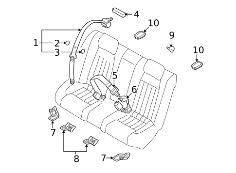 Rear Seat Belts for 2009 Hyundai Genesis #0